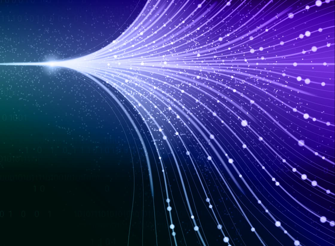 Abstract streams of light converging to a single point
